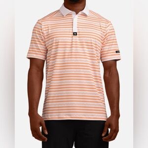Bad Birdie Orange and White Striped Polo Size XL EUC